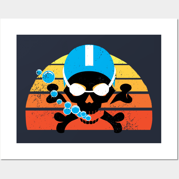 Retro Swim Skull 2 Wall Art by atomguy